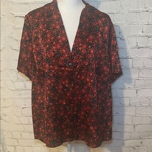 Halogen NWOT Red and Black Blouse 1X